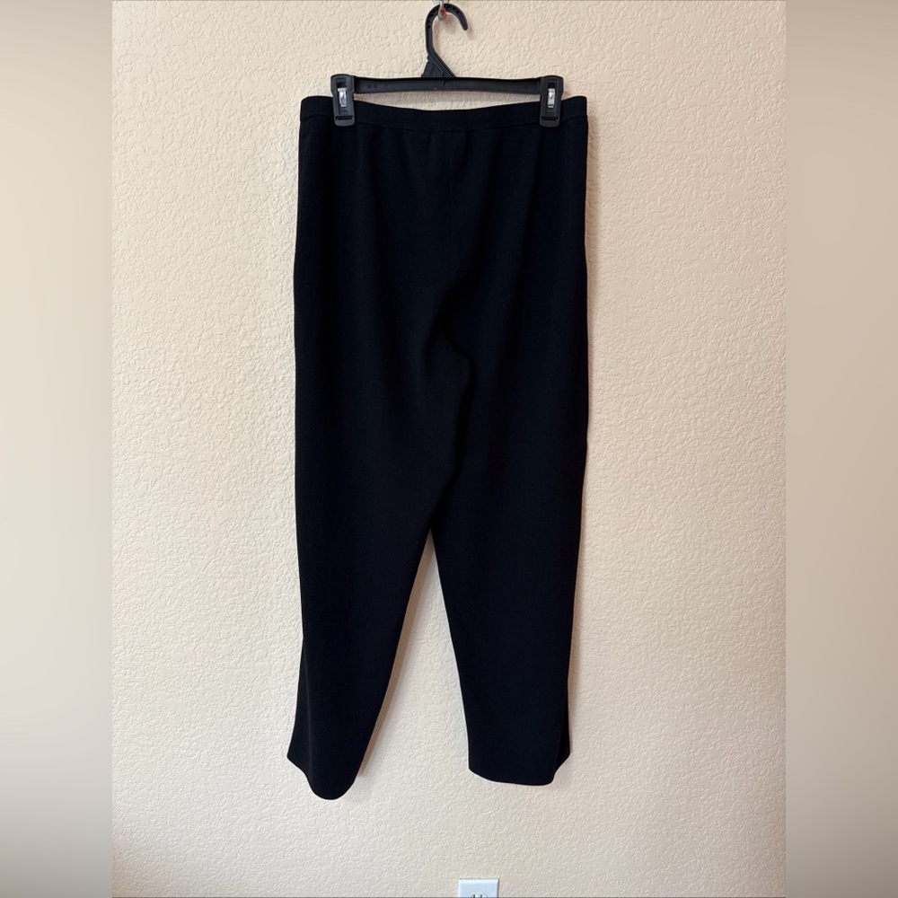 Chico’s Women’s Pull On Pants Ribbed Knit Stretch Black Sz 2 (L) Elastic Waist